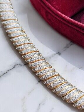 Ross-Simons 14K Vermeil Thick Sterling Silver Diamond Bracelet